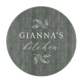 Green | Personalisierte Küche Ihres Namens Schneidebrett (Vorderseite)