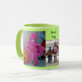 Green Personalize 3 FOTO TEMPLATE Geschenk Kaffee Tasse (Vorderseite Links)