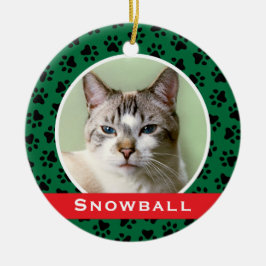 Green Pet Paw druckt Personalisiertes Cat Name Fot Keramik Ornament