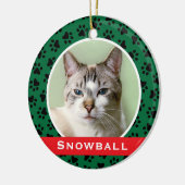 Green Pet Paw druckt Personalisiertes Cat Name Fot Keramik Ornament (Links)