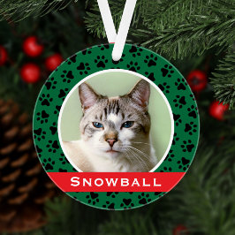 Green Pet Paw druckt Personalisiertes Cat Name Fot Ornament