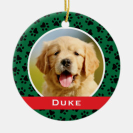 Green Pet Paw druckt Personalisiertes Dog Name Fot Keramikornament