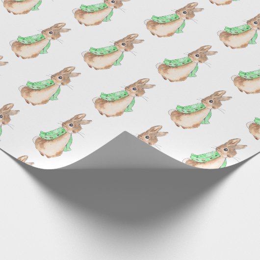 Green Peter Rabbit Baby Dusche Geschenkpapier (Ecke)