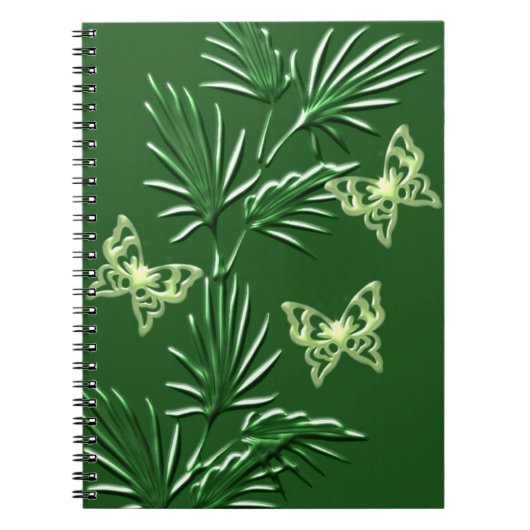Green Pflanze & Butterfly Notebook Notizblock (Vorderseite)