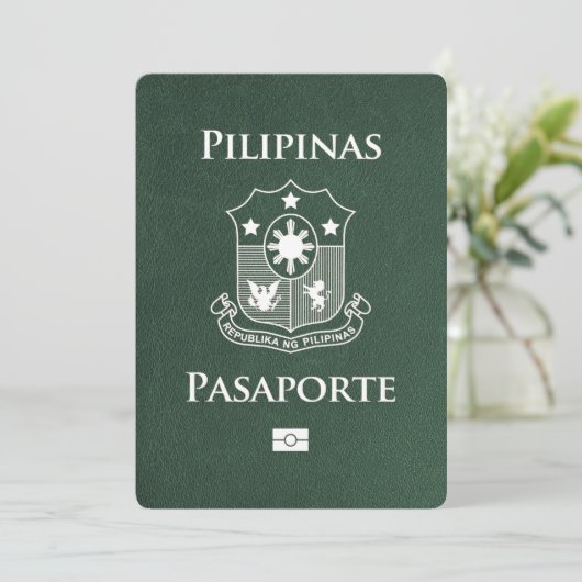 Green Philippines Passport Save the Date (Stehend Vorderseite)