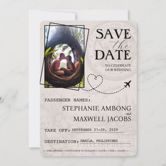Green Philippines Passport Save the Date (Rückseite)