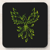 Green Phoenix steigt auf schwarz Getränkeuntersetzer (Vorderseite)