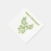 Green Phoenix steigt auf schwarz Serviette (Ecke)