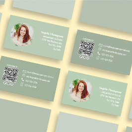 Green Photo QR Code Social Media Visitenkarte