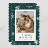 Green Photo Snowflake Snow Christian Feiertagskarte (Vorne/Hinten)