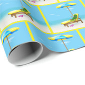 Green Pickle on Beach Chair Geschenkpapier (Rolleneckpunkt)