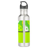 Green Pickleball Cool Modern Mit Monogramm Edelstahlflasche (Rückseite)