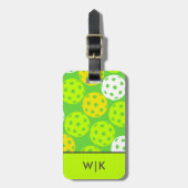 Green Pickleball Cool Modern Mit Monogramm Gepäckanhänger (Vorderseite vertikal)