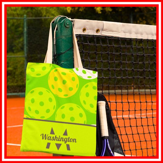 Green Pickleball Cool Modern Mit Monogramm Tasche