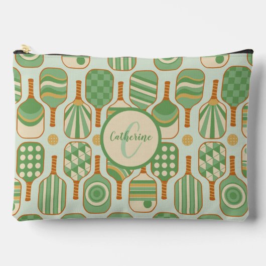 Green Pickleball Paddle mit Monogramm Zubehörtasche (Vorderseite)