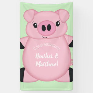 Green Pig Baby Dusche Banner