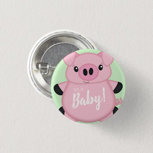 Green Pig Baby Dusche Button (Vorne & Hinten)