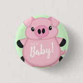 Green Pig Baby Dusche Button (Vorderseite)