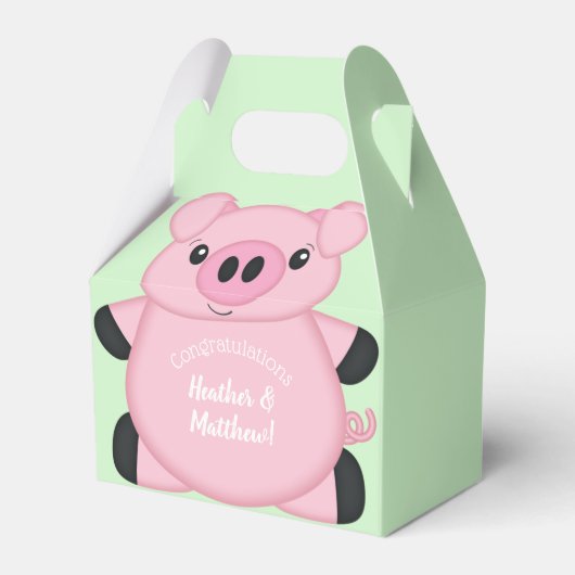 Green Pig Baby Dusche Geschenkschachtel (Vorderseite)