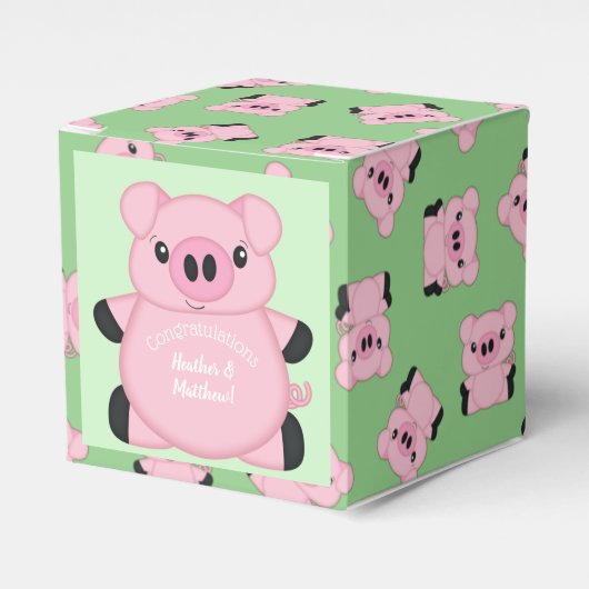 Green Pig Baby Dusche Geschenkschachtel (Vorderseite)