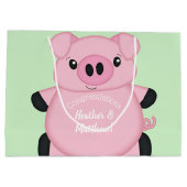 Green Pig Baby Dusche Große Geschenktüte (Rückseite)
