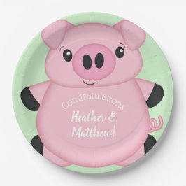 Green Pig Baby Dusche Pappteller