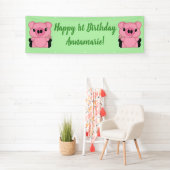 Green Pig Birthday Party Banner (Insitu)