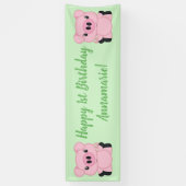 Green Pig Birthday Party Banner (Vertikal)