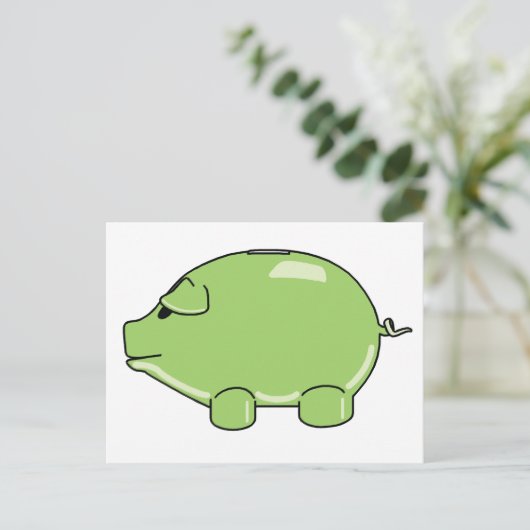 Green Pig Postkarte (Stehend Vorderseite)