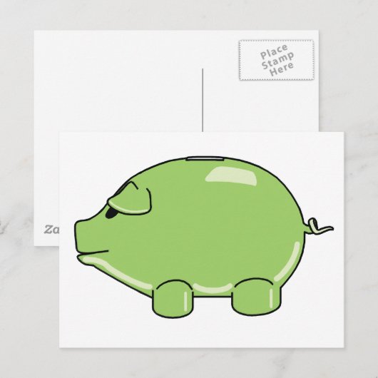 Green Pig Postkarte (Vorne/Hinten)
