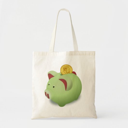 Green Piggy Bank Tote Bag Tragetasche (Vorne)