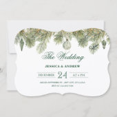 Green pine branch wedding einladung (Vorderseite)