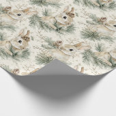 Green Pine Cones Bunny Rabbits Christmas Geschenkpapier (Ecke)