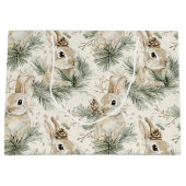 Green Pine Cones Bunny Rabbits Christmas Große Geschenktüte (Vorderseite)