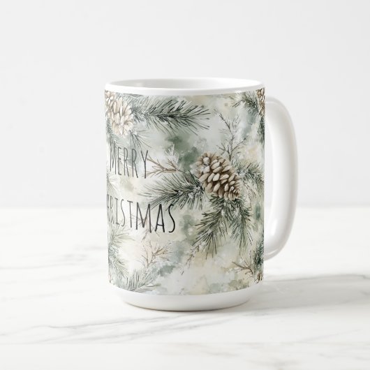 Green Pine Cones Christmas Kaffeetasse (VorderseiteRechts)