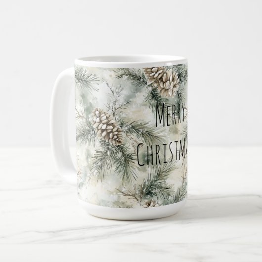 Green Pine Cones Christmas Kaffeetasse (Vorderseite Links)