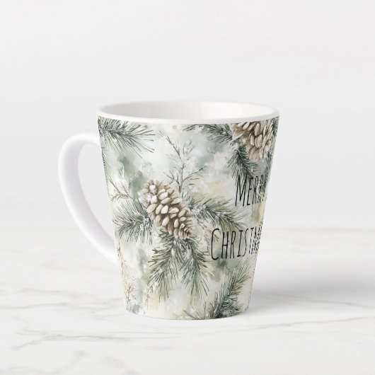 Green Pine Cones Christmas Milchtasse (Linke Ecke)