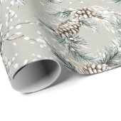 Green Pine Cones Wreath Christmas Geschenkpapier (Rolleneckpunkt)