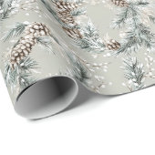 Green Pine Cones Wreaths Christmas Geschenkpapier (Rolleneckpunkt)