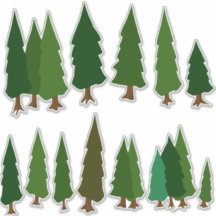 Green Pine Forest Evergreen Aufkleber Pack