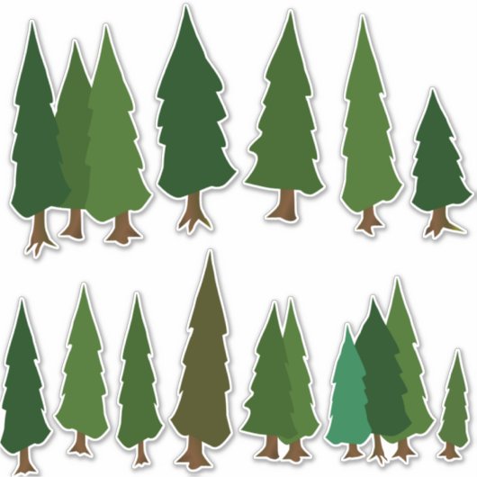 Green Pine Forest Evergreen Aufkleber Pack (Vorderseite)
