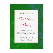 Green Pine Muster Custom Christmas Party Postcard
