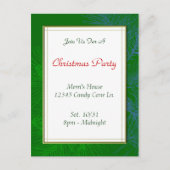 Green Pine Muster Custom Christmas Party Postcard Postkarte (Vorderseite)