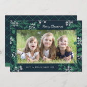 Green Pine Silver Foil Berries Weihnachten Ein Fot (Vorne/Hinten)