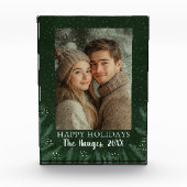 Green Pine Tree Happy Holidays Fotoblock (Vorderseite)