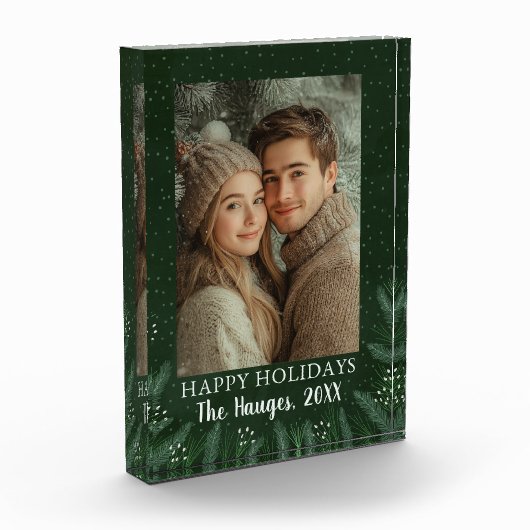 Green Pine Tree Happy Holidays Fotoblock (Links)