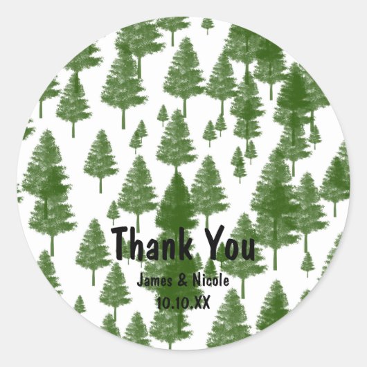 Green Pine Tree Rustic Country Gefallen Sticker (Vorderseite)