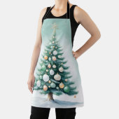 Green Pine Tree | Silver Green Orange Globes Schürze (InSitu)