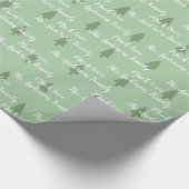 Green Pine Tree Simple Modern Pattern Ihr Name auf Geschenkpapier (Ecke)