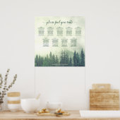 Green Pine Trees 9 Table Wedding Seating Chart Poster (Küche)